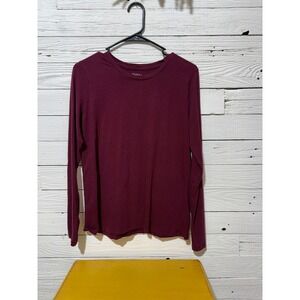 Time and Tru Womens Burgundy Long Sleeve Crew Neck T-Shirt Size M 8-10